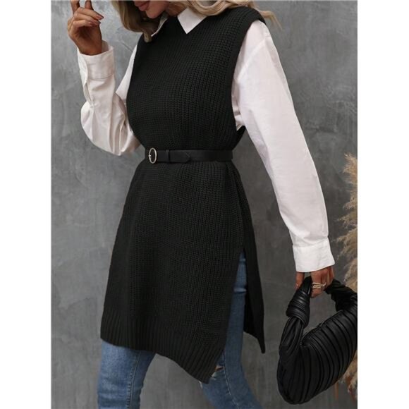 1pc Split Hem Sweater Vest - Picture 5 of 6